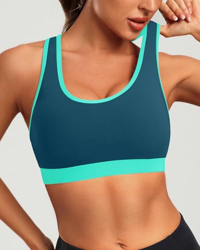 Image of Holipick Women's Sports Bra Bikini Tops Racerback Swim Top Scoop Neck Bathing Suits Top Modest Padded Crop Tops Swimsuit Only
