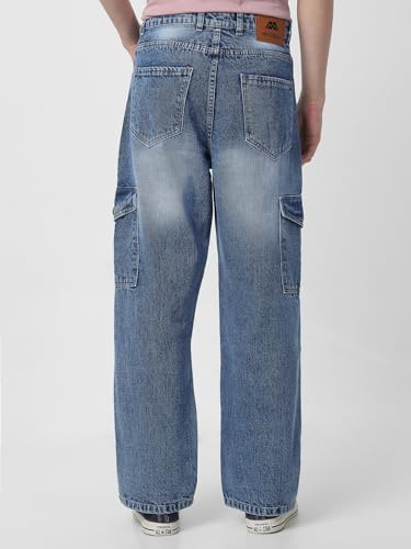 Image of Neostreak Men's Loose Baggy Fit Washed Cargo Jeans with 6 Pockets Non-Stretchable