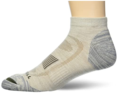 Merrell Unisex Mens And Women's Zoned Cushioned Socks - Arch Support Band Breathable Mesh Merino Wool Hiking Low Cut, Light Tan, Small-Medium US - image 1