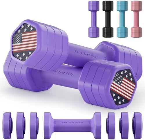 Zempox Adjustable Dumbbell Set of 2, 4 in 1 Hand Weights for Wome...