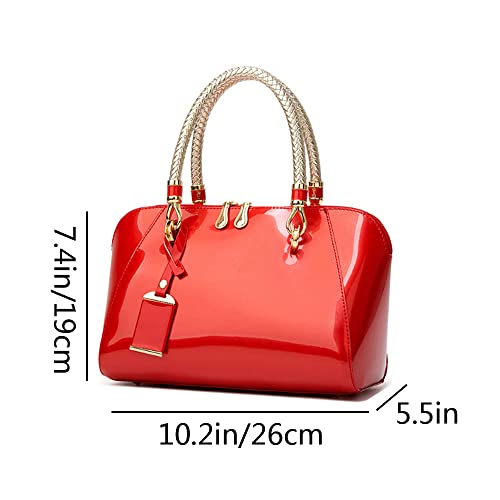 YAQUNICER Top-handle Handbags Purse Satchel for Women Patent PU Shoulder Crossbody Bag Medium Tote2