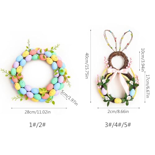 Couronne de Pâques pour porte d'entrée prête à installer - 6