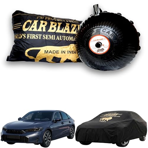 Image of CARBLAZER Portable & Semi-Automatic Full Body Car Covers: Heavy Duty Device| Anti-Theft| Dust & Scratch Proof | Water & Wind Resistant|Custom Fit| Dual-Side Cover, Compatible for Honda Civic