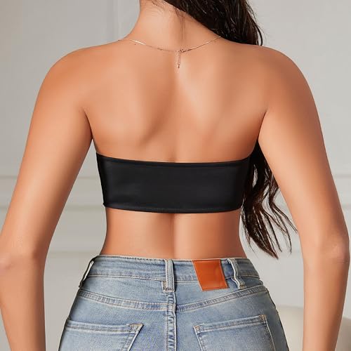 Image of DEANGELMON Strapless Bras for Women Non-Slip Silicone Bandeau Bra Non-Padded Wireless Front Closure Tube Top Bralette(1P1,S)