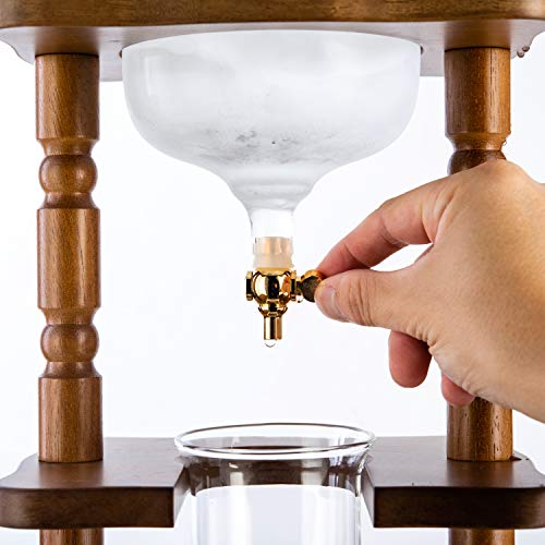 image for YAMA Glass YAMCDM8CBR, Brown Frame Cold Brew Drip Coffee Maker, 6-8 cu