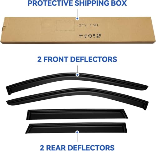 Image of Window Visors Rain Guards Shield for 2011-2021 Jeep Grand Cherokee, Out-Channel Window Vent Wind Deflectors Visors Shades for 11-21 Grand Cherokee (Not for Grand Cherokee L)