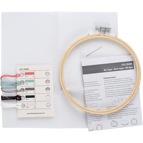 Image of Dimensions 72-70485 My Type Counted Cross Stitch Kit for Beginners, 6 inch Diameter, 14 Cnt. Aida, 5 Pieces