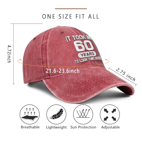 Image of 60th Birthday Gifts for Men Women 60 Year Old Gifts Decorations Took Me 60 Years to Look This Good Washed Cotton Hat