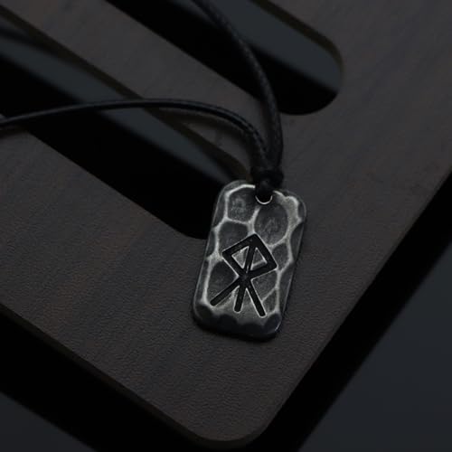 Image of Ankiyabe Stainless Steel Norse Viking Rune Pendant with Adjustable Braided Rope Good Luck /Love /Strenght /Health Viking Symbol Necklace for Men Women