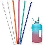 ４ Pack, Extra Long 15 Inch Reusable Silicone Straws for Large Water Bottle, Wine Bottle - 1 Gallon...