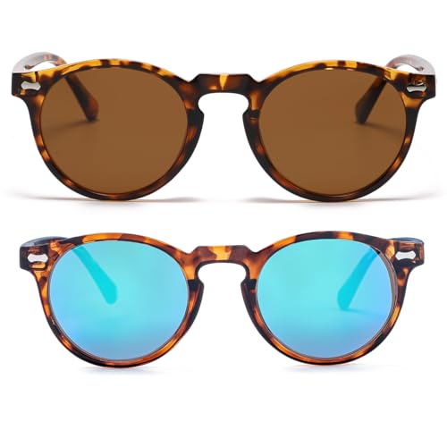 Image of JOVAKIT Vintage Kids Polarized Sunglasses for Girls Boys Age 2-9, Round Sun Glasses for Children UV400 Protection
