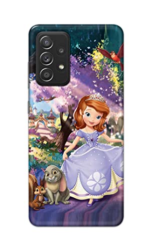 Image of PRINTFIDAA Cartoon Little Girl with Crown and Pet Animals Printed Designer Hard Case for Samsung Galaxy A52 / A52 5G (6.5 inch) Back Cover -(e) RPM1008