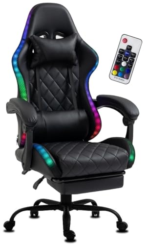 Delman Gaming-Stuhl Bürostuhl Gaming Stuhl mit LED, RGB...