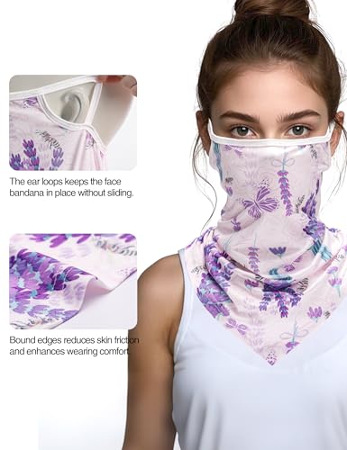Image of FISHEAL UV Sun Protection Face Scarf Mask, Breathable Gardening Face Cover Neck Gaiter with Ear Loops Bandana for Men Women
