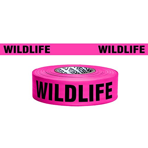 Presco Printed Flagging Tape: 1-1/2 in. x 50 yds. (Neon Pink with Black \"WILDLIFE\" printing) [NON-ADHESIVE] - Thumbnail 2