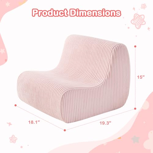 Image of DAICO Kids Bean Bag Chair Pink Ultra-Soft Toddler Bean Bag Sofa with Handle, Small Toddler Comfy Reading Lazy Lounger Foam Princess Chairs for Playroom or Bedroom - Birthday Gift for Boys and Girls