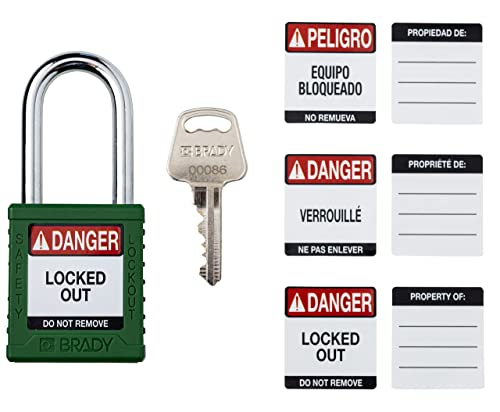 Image of Brady Safety Lockout Padlock Sets - 6 Pack - Green - Keyed Alike Safety Lockout Padlocks - 1 Key Per Lock - SDPL-GRN-38PL-KA6