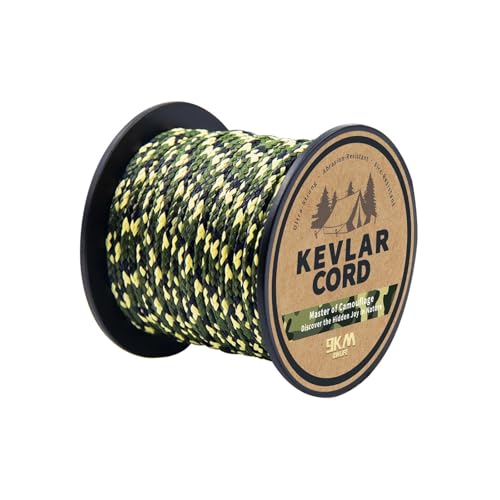 9KM DWLIFE Kevlar Cord Camo Kevlar Line Ultra-Strong Lightweight & Abrasion-Proof Survival Rope for Camping Tactical Gear Trip Wire 100-1000lb