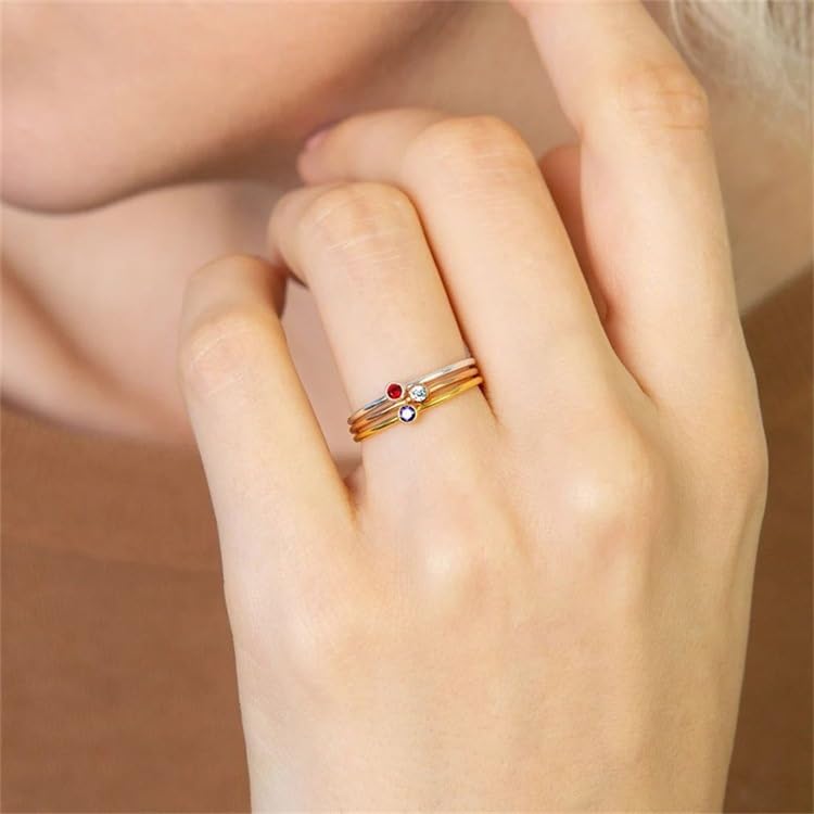 Birthstone Rings for Women Non Tarnish Trendy Stackable Birthstone Ring Non Tarnish Gold Birth Stone Rings Jewelry for Mothers Daughter Birthday Bridesmaid3