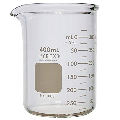 PYREX Heavy Duty Griffin 1003 400mL Beaker Double Scale Graduated; Each