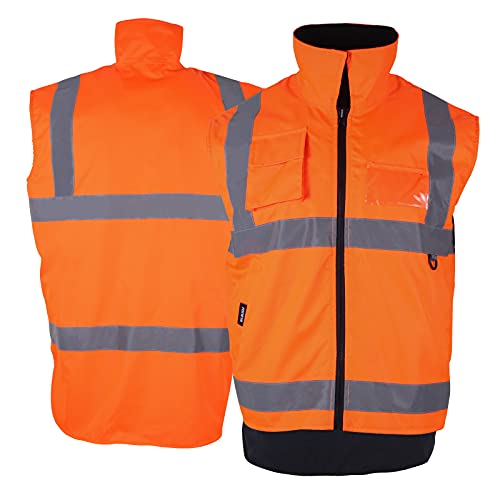 FONIRRA Men s High Visibility Safety Vest ANSI Class 3 Lined Fleece with Reflective Tape(Orange,XL)