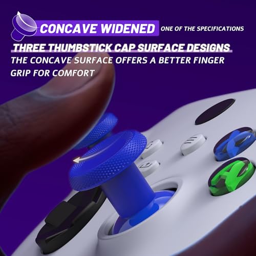 Image of eXtremeRate ThumbsGear V3 Interchangeable Thumbsticks for Xbox Series X /S, 4 Height Adjustable Convex and Concave Grip Joysticks for Xbox One S /X /Elite, for Nintendo Switch Pro Controller - Blue