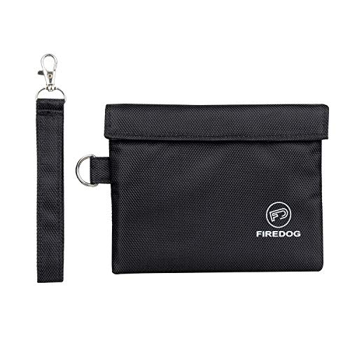FIREDOG Bolsa a prueba de olor, con forro de carbono, bolsa a prueba de olores de 7 x 6 cm, contenedor para almacenamiento de viaje (negro)