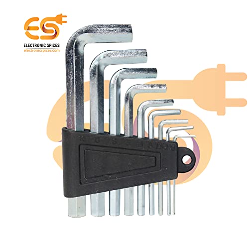 Image of Electronic Spices Universal Hexagonal or Allen L Shape Socket Wrench Key Set of 9 Pieces