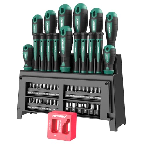HYCHIKA Juego Destornilladores, 51PZS Kit Destornilladores Incluye Soporte de Almacenamiento, Aplicable a DIY, Muebles de Montaje, Mantenimiento Familiar, Uso del Taller