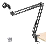 NEEWER Soporte de Brazo Tijera con Brazo Suspensión de Micrófono Ajustable Soporte de Micrófono Compacto de Carga Máx 1KG Hecho de Acero Duradero para Estudio Transmisión Radio Sonido Voz y TV(Negro)