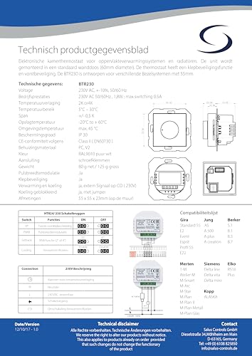 Salus Elektroniczny termostat pokojowy, 230 V/0,5 A, z płytą centralną 55 x 55 mm, czysta biel (9019459005)