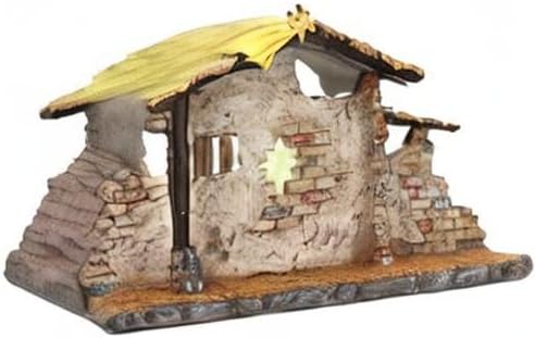 Miniatura 10 de Pssopp Juego de belén de Navidad, estatua de cobertizo de pesebre de Navidad, figuras decorativas, escultura para decoración de escritorio de