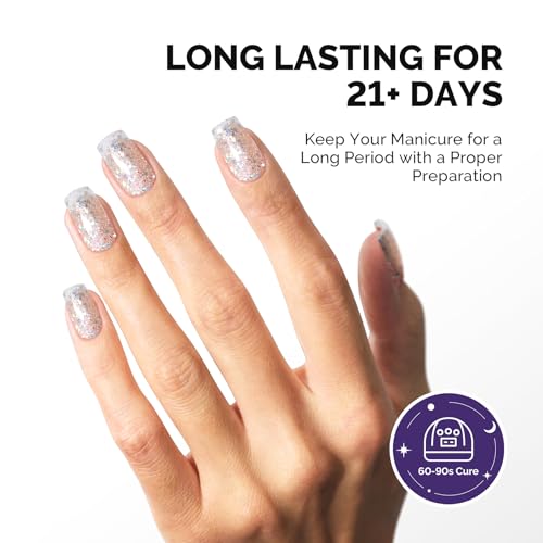 Image of MelodySusie Galaliver Silver Glitter Gel Nail Polish, 15ML Shimmer Silver Diamond Sparkle Gel Polish Soak Off UV LED Cured Long Lasting Gift for Women DIY Nail Design Nail Art Manicure X09