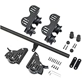 Rollbare Bibliotheksleiter-Set 6, Fuß einziehbares Schiebe-Bibliotheks-Hardware-Kit ohne Leiter, runde Rohr-Rollleiterschiene, Bodenrolle mit Bremse(Black)