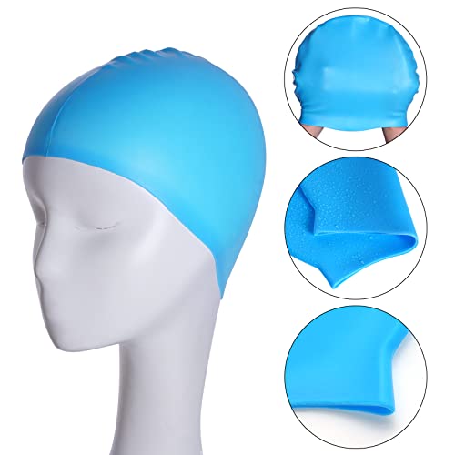 6Pcs Silicone Swim Cap Adult Silicone Swim Cap For Women Men Kids High Elasticity Thick Swimming Pool Cap Silicone Swimming Cap For Long Hair Short Hair 6 Color Unisex Bath Silicone Shower Cap #TOP2