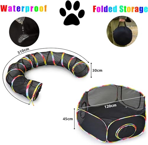 Túnel para gatos arcoíris y plegable para perros pequeños y conejos 3
