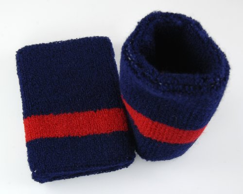 Basket,Tennis,Yoga All Sports Wrist Bands "Navy/Red" 1 pairs