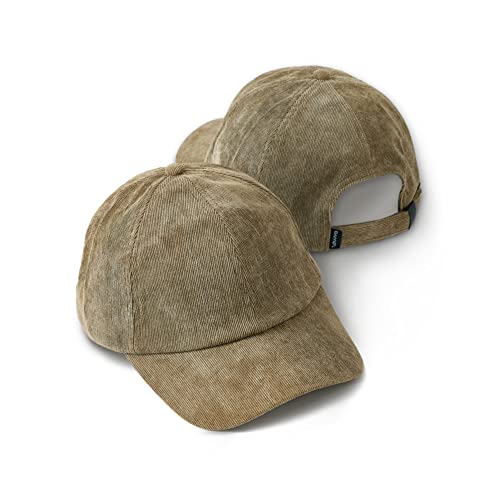 Zowya Corduroy Baseball Cap Hat For Women Men 6 Panel Hat Pinstripes Fashionable Olive cover