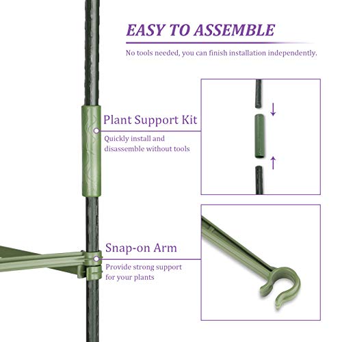 CEED4U 3 Packs Plant Support Cages Assembled Tomato Garden Cages Stakes Vegetable Trellis, with 3Pcs 10 Gallon Grow Bags, 9Pcs Plant Clips, 328Feet Twist Tie, for Vertical Climbing Plants
