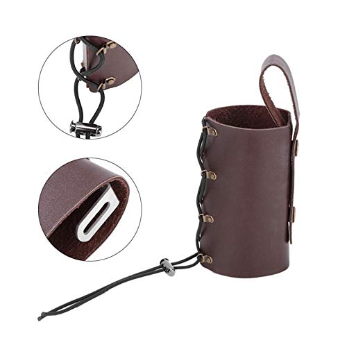 Portavasos moto ajustable de cuero PU color marrón miniatura 4