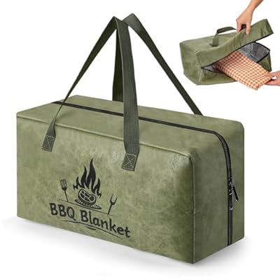 Bulyoou BBQ Blanket for Resting Meat Insulated Meat Resting Bag with Dual Zipper and Handle Reusable Thicker Insulated Aluminum Foil Meat Resting Bag for BBQ Smokers and Grilling (Green)