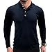 Mens Long Sleeve Pullover Sweaters Fashion Casual Vintage Button-Up Knit Shirt Classic Basic Solid Color Tees (Small,Dark Blue)