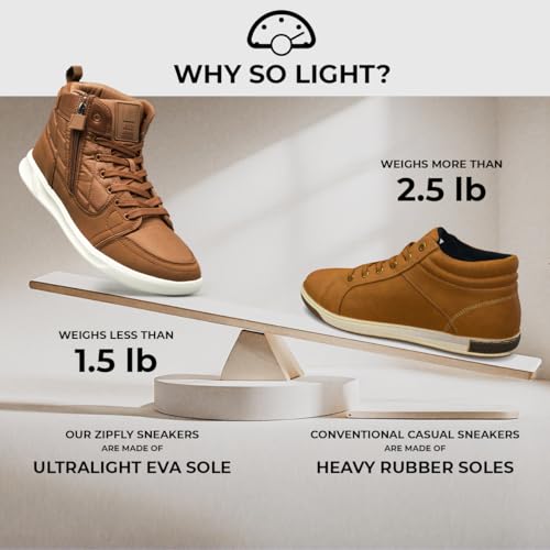 High-Top Men’s Casual Shoes - Genuine Microfiber Suede Boots with Side Zipper, Lightweight Flexible Sole, Well-Cushioned Breathable and Removable Insoles3