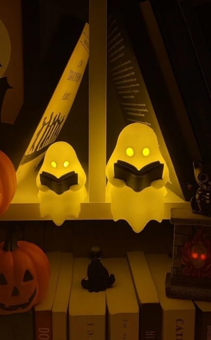 KİTAP OKUYAN HAYALET Figürü 2’li Kullanım Masaüstü Dekoru Halloween Dekoratif
