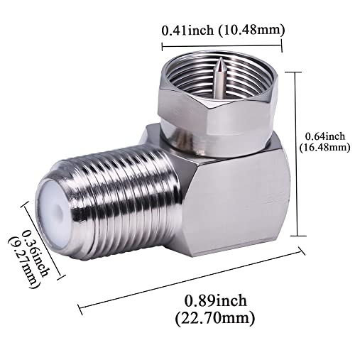 Rg6 F Type 90 Degree Right Angle Coaxial Connector, F Male To F Female Coax Adapter Extender Connector For Wall Mounted Tv, Antenna, Coax Cable(4Pcs) #TOP1