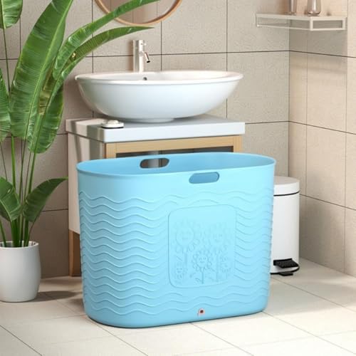 浴槽 簡易浴槽 プラスチック折りたたみ燻蒸浴槽 SPA お風呂 コンパクト ホームフルボディ折りたたみバスタブ (ブルー)