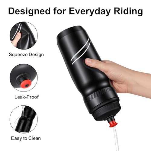Botella de agua para bicicleta WoniuRush 24oz, libre de BPA, botella exprimible para ciclismo, carretera y montaña, tapa con boquilla a rosca antipérdida, gris miniatura 2