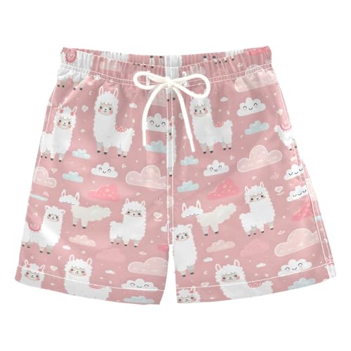 senya Funny Llama and Clouds Boys Swim Trunks Toddler Shorts Swimwear Boardshorts