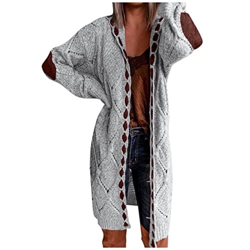 Plus Size Hooded Cardigans for Women Casual Elbow...