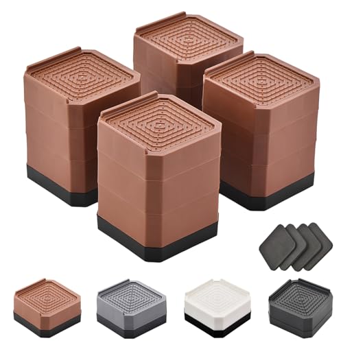 Image of EclatBain Adjustable Bed Risers 3&4.3 Inch, 4000 lbs, 4 Pack Brown